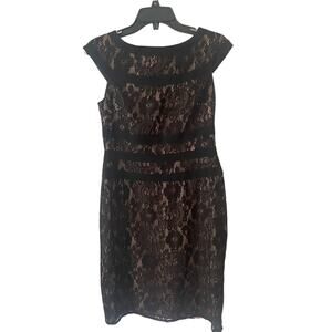 Adrianna Papell black lace illusion dress, Size 8, $32, B53